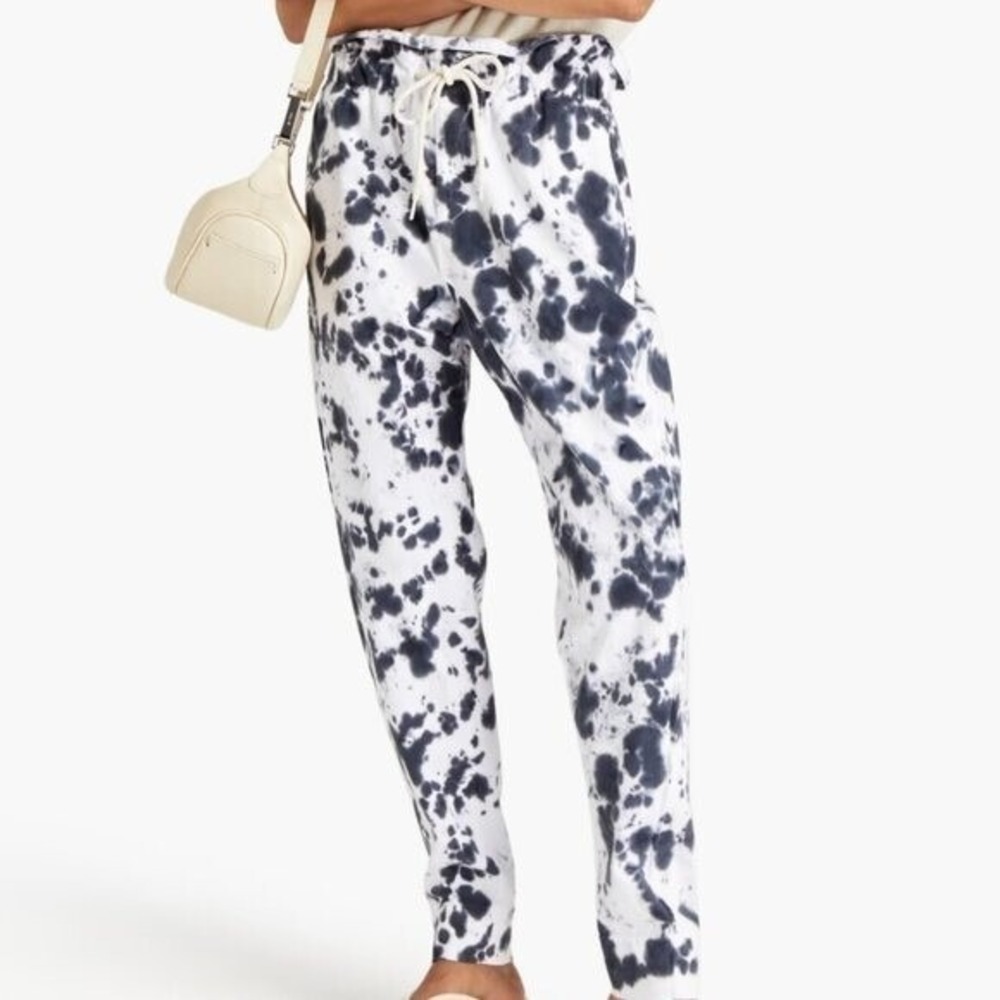 Bassike Size Small Tie-dyed Organic Cotton-jersey Track Pants In White Lounge
